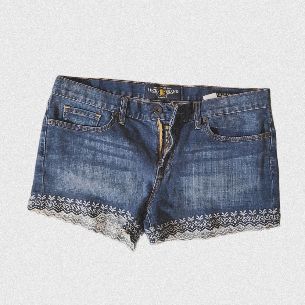 Lucky Brand Blue Jean Shorts with Lace Trim